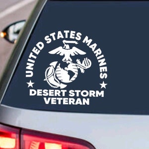 MILITARY DECAL USMC United States Marine Corps Desert Storm Veteran - Truck Car & Suv Vehicle - Soldier Armed Forces Sticker