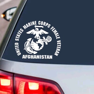 us MARINE CORPS FEMALE Afghanistan Veteran Decal - usmc - United States Military Armed Forces Sticker - Car Truck Vehicle Window Laptop