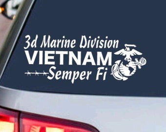 US MARINE CORPS - 3D Marine Division Vietnam Decal - Combat Veteran - usmc - Military Armed Forces Sticker - Car Truck Vehicle Window Design