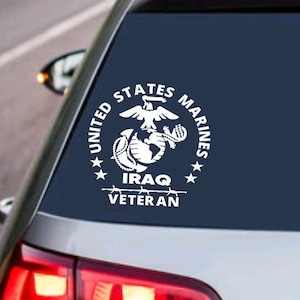 US MARINE CORPS Iraq Veteran Decal - usmc - United States Military Armed Forces Sticker - Car Truck Vehicle Home Window Laptop Design