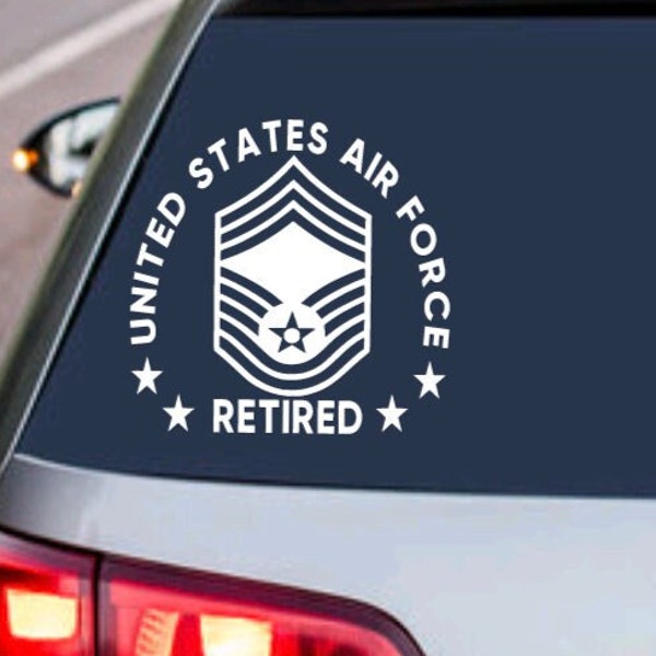 MILITARY DECAL US Air Force Chief Master Sergeant Retired - United States Military Airman usaf Sticker - Car Truck Suv Vehicle Laptop Design