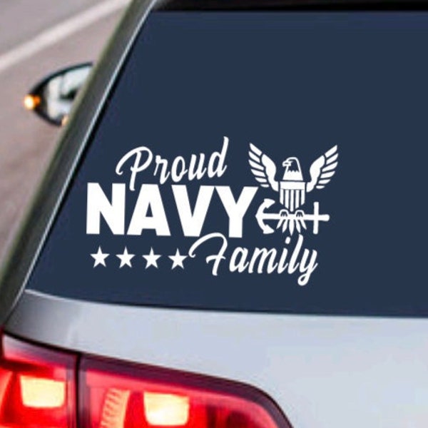 NAVY PROUD FAMILY Decal - United States Armed Forces Military usn Sailor - Sticker Car Truck Window Laptop Vehicle Design