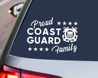 COAST GUARD Proud Family Logo - Car Truck Suv Vehicle Window Sticker - Armed Forces Military USCG Parent Decor - Home Laptop Computer Decor