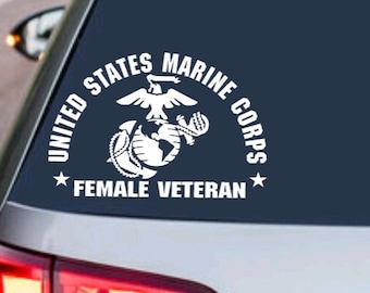 us MARINE CORPS FEMALE Veteran Decal - usmc - United States Military Sticker - Car Truck Suv Vehicle Window Laptop Thermos & Tumbler Design