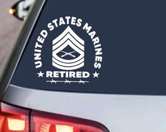 US MARINE CORPS Retired Master Sergeant E-8 Decal - Usmc Military Armed Forces Sticker - Car Truck Vehicle Window Laptop Design