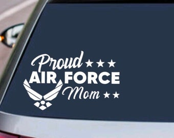 PROUD AIR FORCE Mom  United States Armed Forces Military Patroit Family Member usaf Airman Decal Sticker Car Truck Suv Vehicle Window Laptop