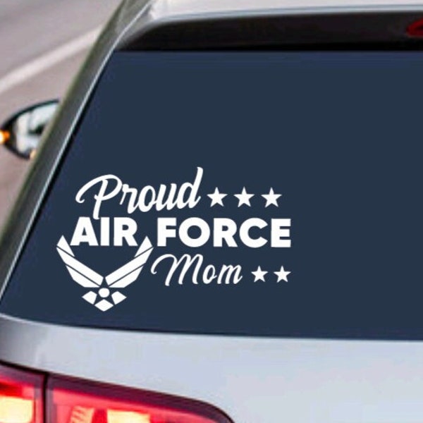PROUD AIR FORCE Mom  United States Armed Forces Military Patroit Family Member usaf Airman Decal Sticker Car Truck Suv Vehicle Window Laptop
