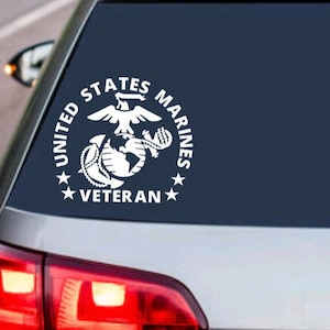 MARINE CORPS VETERAN Decal - Veteran - usmc - United States Military Armed Forces Sticker - Car Truck Vehicle Home Window Laptop Design