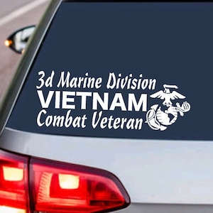 MARINE CORPS 3d Marine Division - Combat Veteran USMC United States Armed Forces Military Decal Sticker Car Truck Suv Vehicle Window Laptop