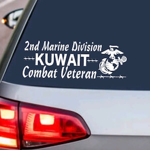 MARINE CORPS 2nd Marine Division Kuwait Combat Veteran - USMC United States Armed Forces Military Decal Sticker Car Suv Truck Vehicle Decor