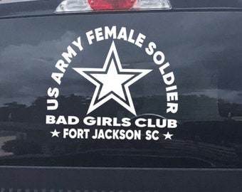 US ARMY Female Veteran - Truck Window 11" Decal - "Bad Girls Club" - USA Sticker - Women Military Soldier - Car Truck & suv Vehicle Decor