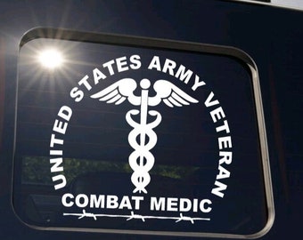 TRUCK DECAL USA United States Army Combat Medic Veteran - Truck Slide Window - Car Suv Vehicle - Military Soldier Armed Forces Sticker Decor