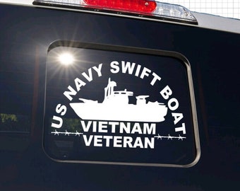 Navy SWIFT BOAT PBR Vietnam Veteran - Truck Slide Window Decal - Armed Forces Military usn Sailor Sticker Car Truck Suv -  Vehicle Design