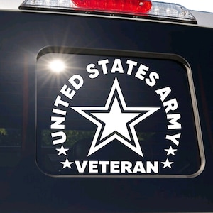 US ARMY Veteran - Truck Slide Window Decal - USA United States Retired Sticker - Military Combat Soldier - Car Truck & suv Vehicle Window