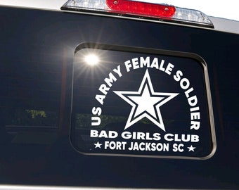 US ARMY Female Veteran - Truck Slide Window - "Bad Girls Club" Decal - USA Sticker Women Military Soldier Car Truck suv Window Vehicle Decor