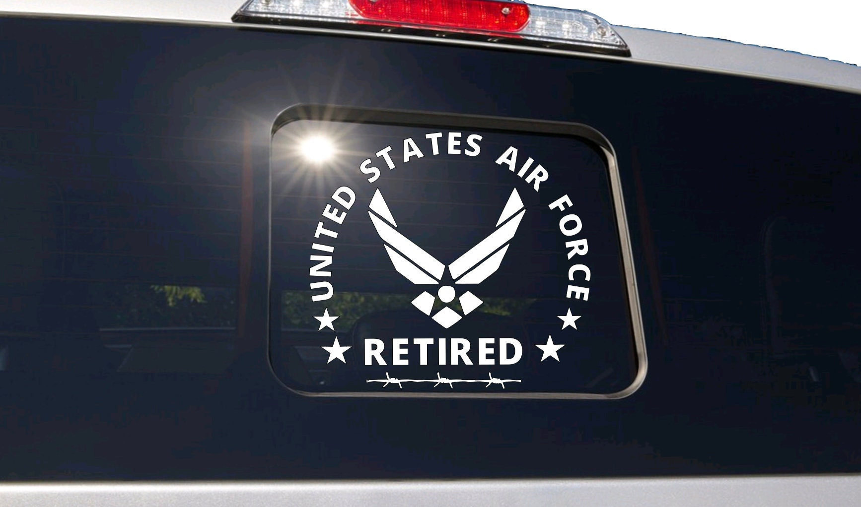 AIR FORCE Retired Truck Slide Window Decal - USAF United States Veteran Sticker - Military Airman - Vehicle Car Truck suv Laptop Window