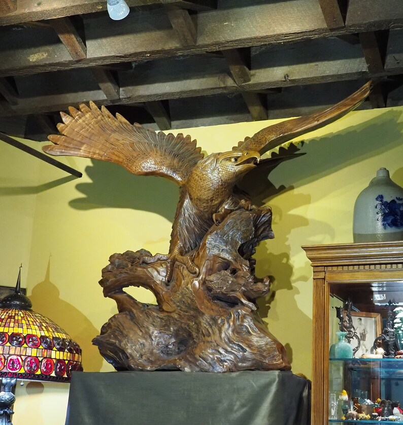 Massive Carved Wooden Eagle Statue Museum Piece Etsy