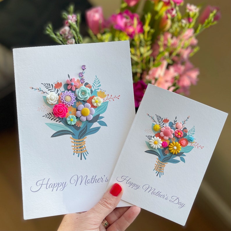 Special Mothers Day Card, Floral Card for Mum With Flowers, Bouquet of ...