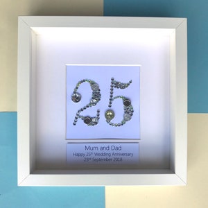 Personalised 25th Anniversary Gift for Couples, Silver Wedding Anniversary Gift, Silver Anniversary Frame, Gift For Parents