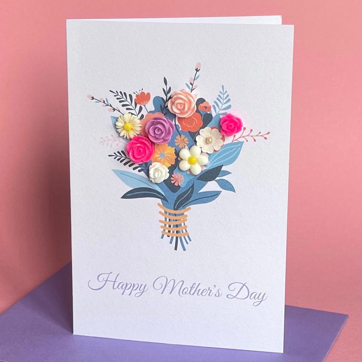 Handmade Mother's Day Card Card for Mum With Flowers Etsy UK