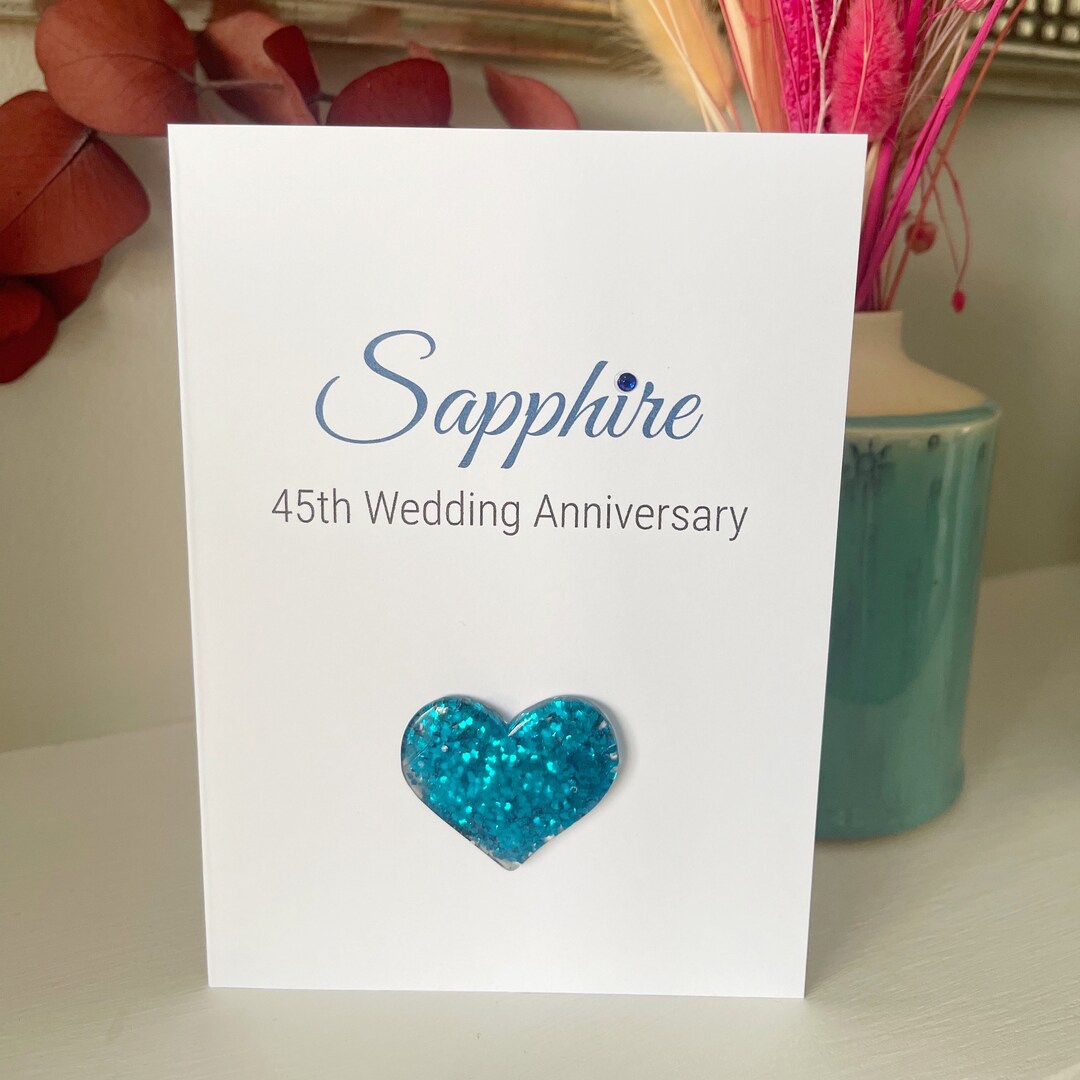 Handmade Sapphire Wedding Anniversary Card A6, 45th Anniversary ...