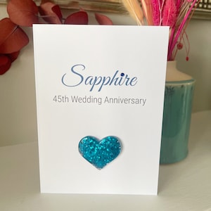 Carte d’anniversaire de mariage saphir faite à la main A6, carte de vœux du 45e anniversaire, célébration d’anniversaire, 45 ans de mariage