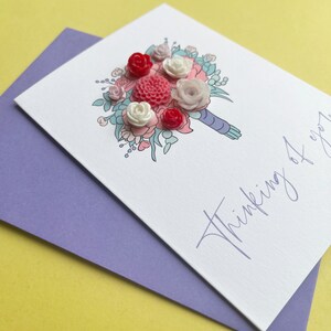 Pensée faite à la main de vous carte A6, envoyer des fleurs carte, juste parce que la carte