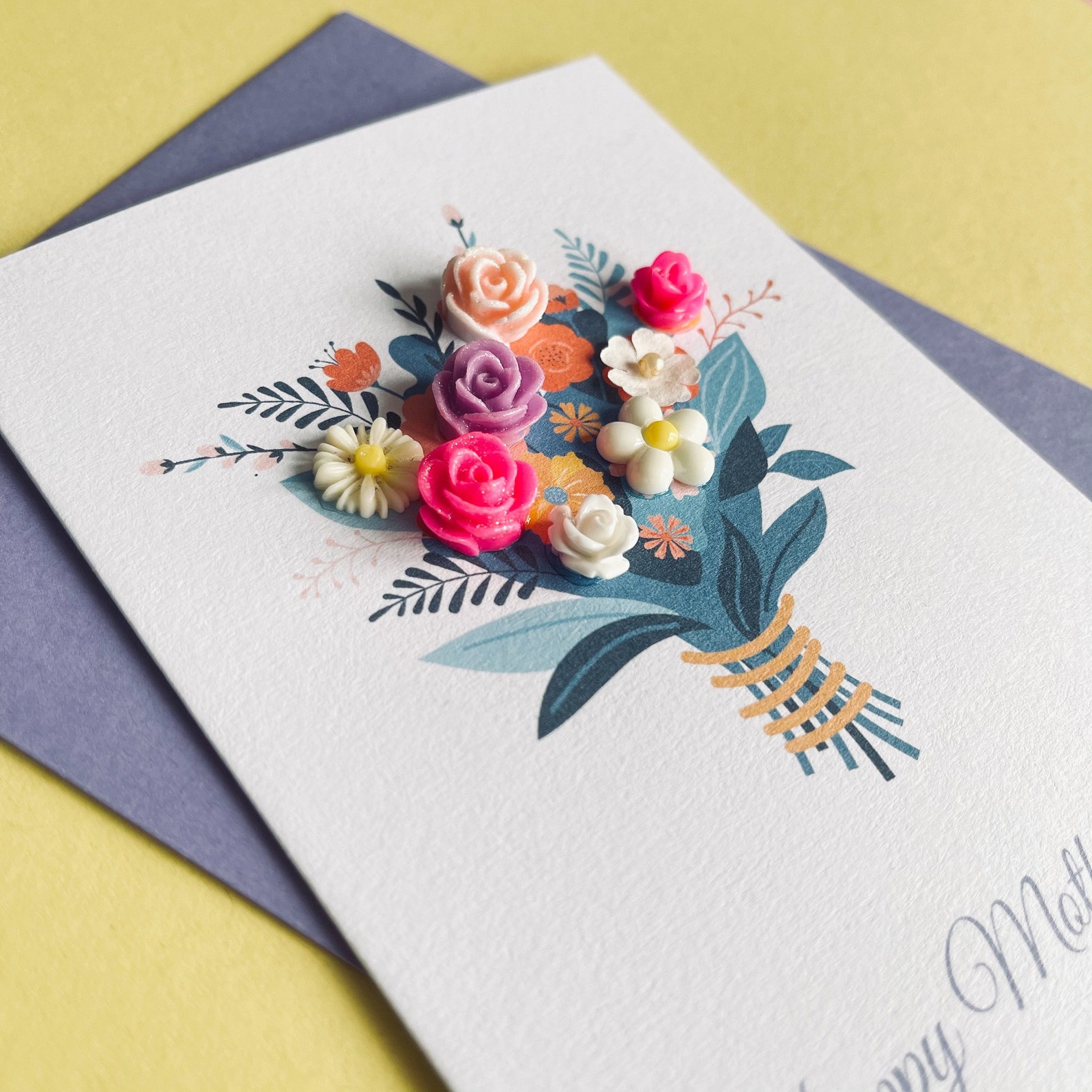 Best Mother's Day Card To Mom With Resin Flowers