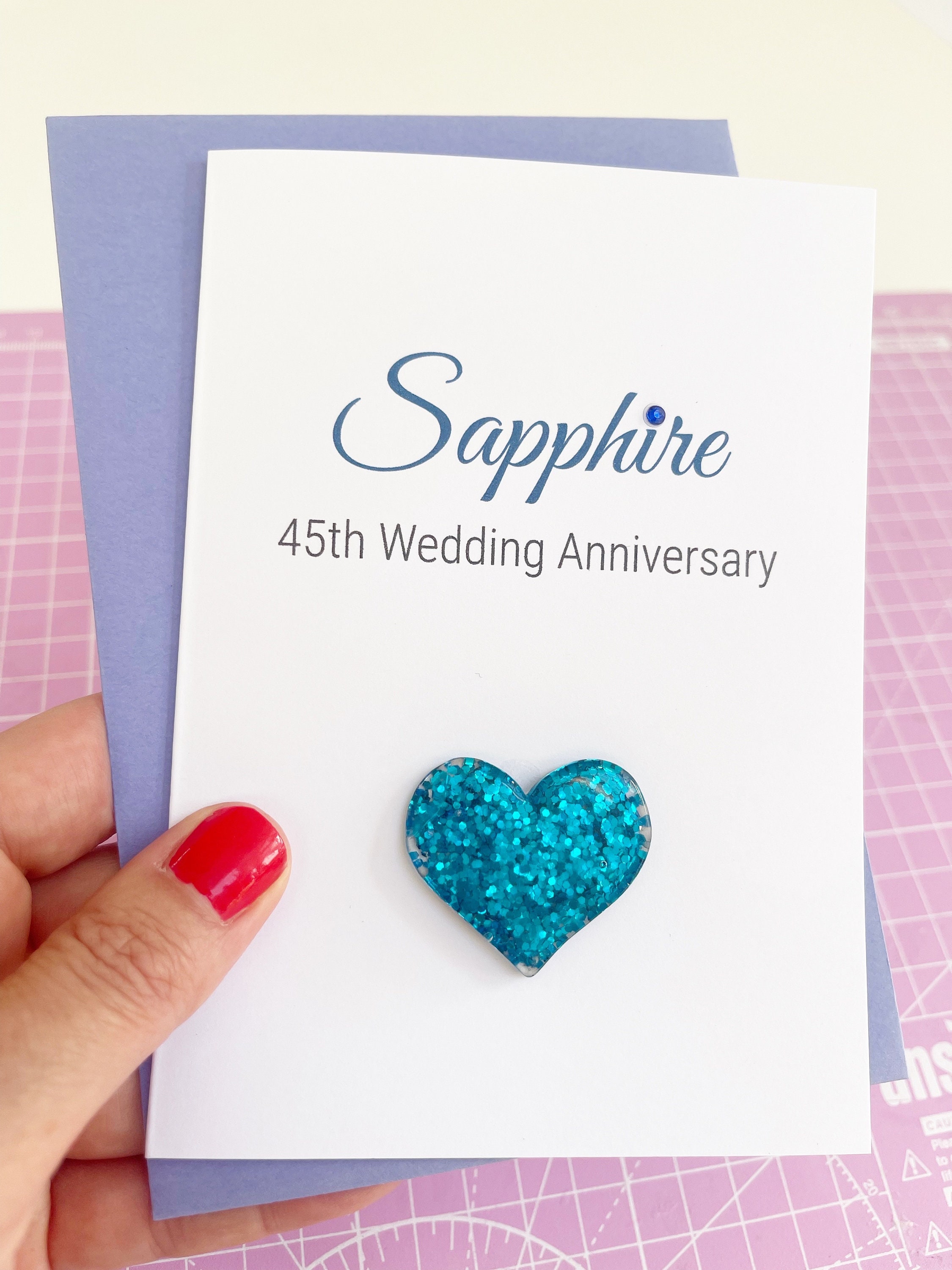 Handmade Sapphire Wedding Anniversary Card A6, 45th Anniversary ...