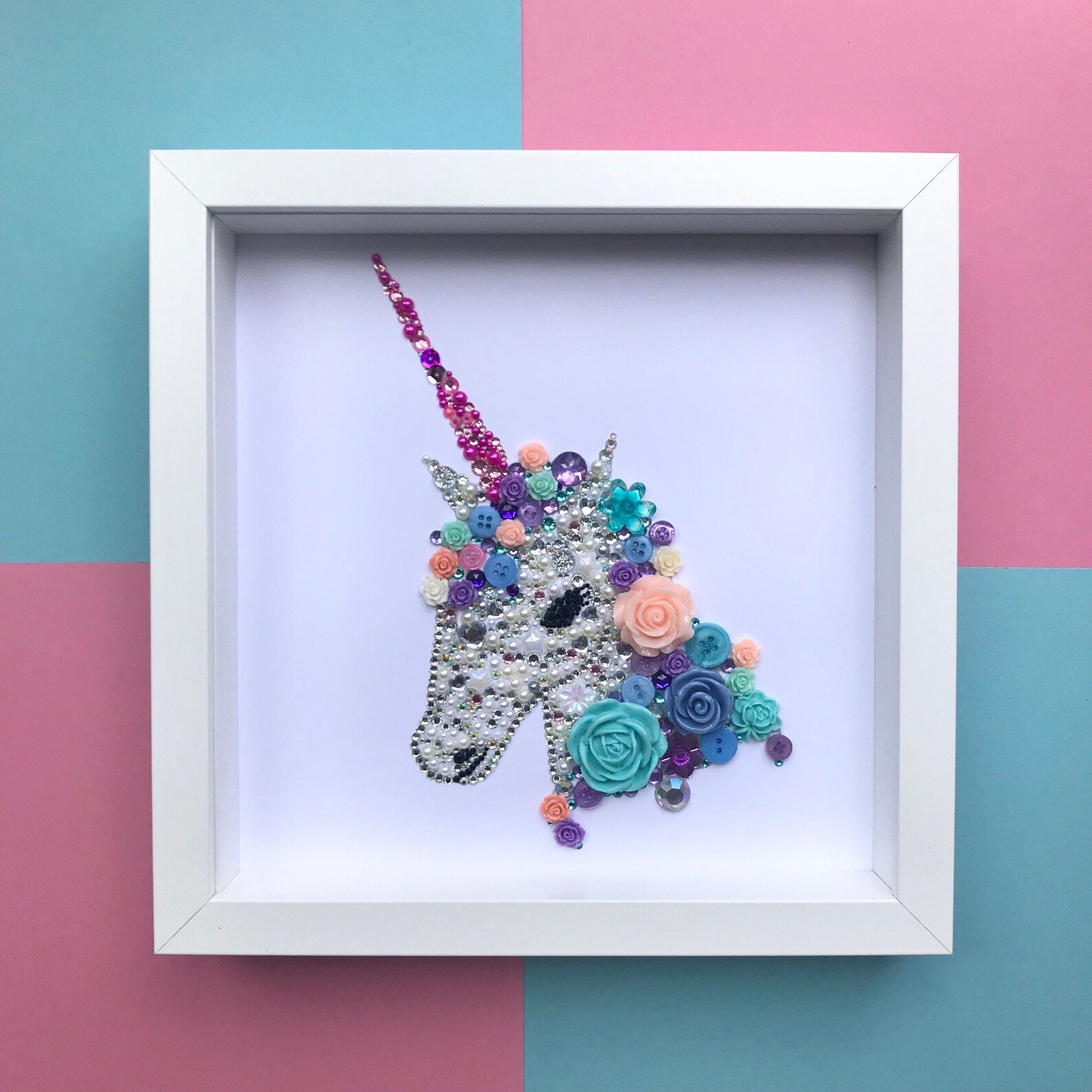 Unicorn Framed Button Art Unicorn Nursery Decor - Etsy