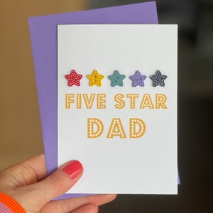Carte 3D à la main Five Star Dad, Carte fête des Pères A6, Carte d’anniversaire 3D pour papa