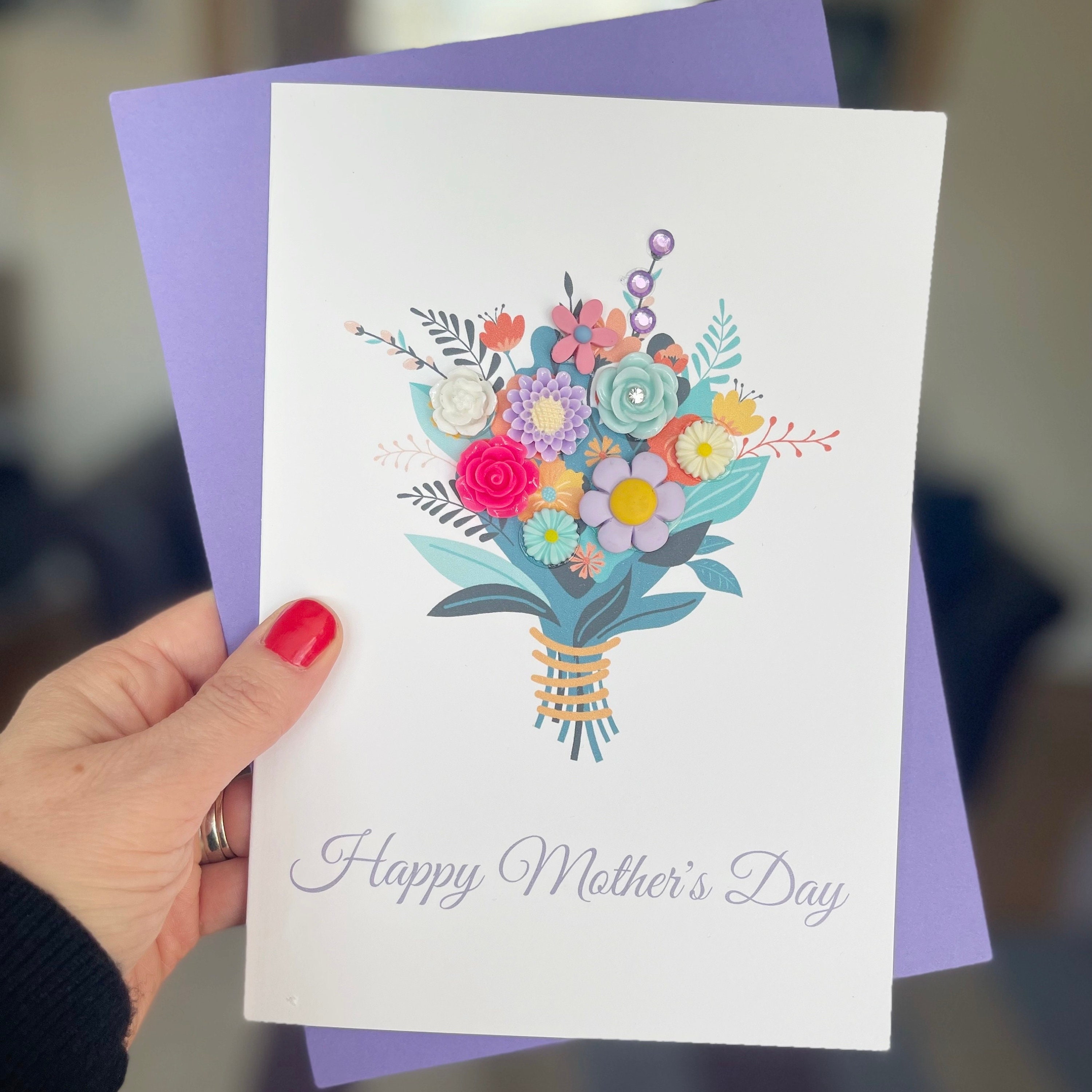 Special Mothers Day Card, Floral Card for Mum With Flowers, Bouquet of ...