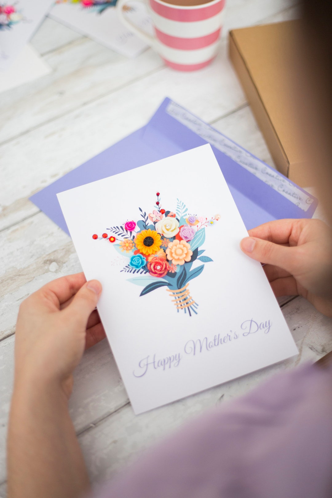 Special Mothers Day Card, Floral Card for Mum With Flowers, Bouquet of ...