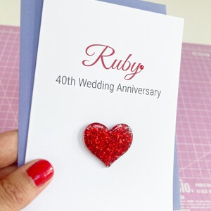 Handmade Ruby Wedding Anniversary Card A6, 40th Anniversary Greeting ...