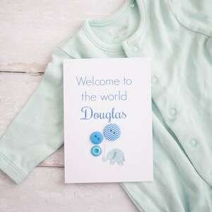 Baby Boy gepersonaliseerde nieuwe babykaart, welkom in de wereld, kies je kleur