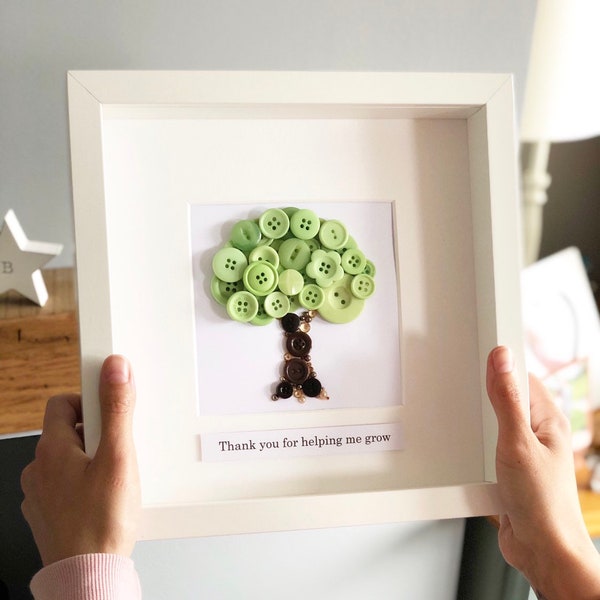 Personalised Teacher gift, Teacher Appreciation, Teacher Retirement, Tree Button Art, Gift for Teacher End of Year, Teacher Leaving Gift