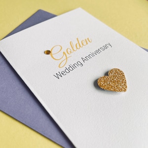 手作りの金婚式記念カード A6、50周年記念グリーティングカード、金婚式のお祝い、結婚50年