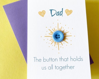 Papá, el botón que nos mantiene unidos, tarjeta del Día del Padre A6, tarjeta de cumpleaños para papá