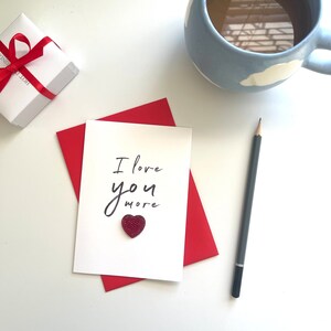 Ik hou meer van jou Valentijnsdagkaart A6, romantische kaart voor Valentijn, eenvoudige Valentijnsdagkaart