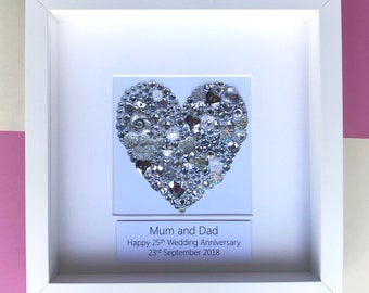 Personalisiertes Geschenk zum 25. Jahrestag für Paare, Silber Hochzeitstag Geschenk, Silber Jubiläumsgeschenk für Ihn, Geschenk für Frau