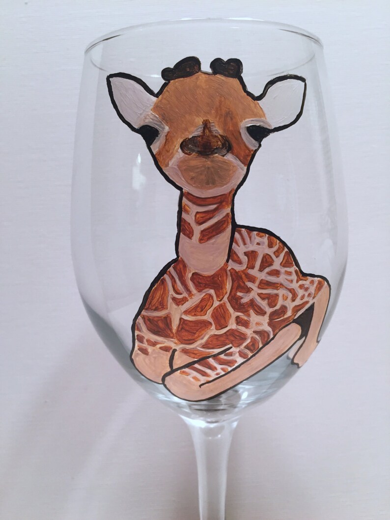 Giraffe Wine Glass FREE Charm Included | Etsy