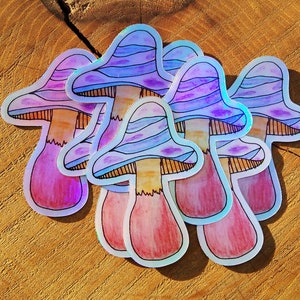 Sticker champignon violet holographique, champignons vénéneux, art champignon vénéneux, mycologie, sticker champignon vénéneux, peinture originale, aquarelle, Oregon