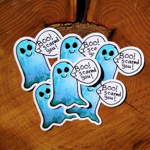 Halloween Blue Ghost Sticker, Vinyl Sticker, ghost, vinyl sticker, halloween sticker, spooky stickers, water bottle stickers