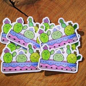 Sticker Cactus Tres Amigos, Sticker Bouteille D'eau En Vinyle, Art De Cactus, Autocollants Imperméables, Stickers Peinture Originale, Aquarelle, Oregon