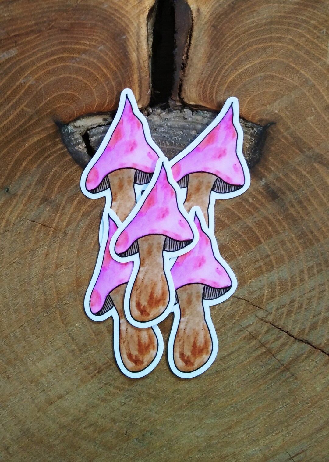 Pink and Purple Spotted Toadstool Sticker, Toadstool, Mushrooms, Pink ...