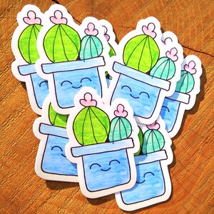 Sticker Cactus Souriant Bicolore, Sticker Bouteille D'eau En Vinyle, Stickers Imperméables, Stickers Peinture Originale, Aquarelle, Oregon