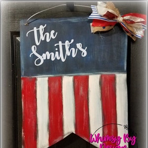 Stars and Stripes Wood Banner, Patriotic Banner, 4th of July Banner, Memorial Day Banner, Patriotic Door Hanger