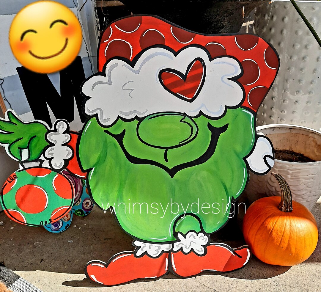 Christmas Gnome Door Hanger Christmas Door Decor Grinchmas Gnome Gnome