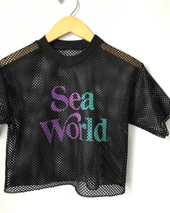 Vintage 80's SEA WORLD mesh CROP top tee