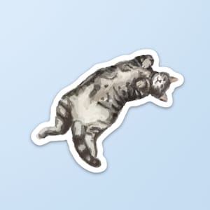 Sunbathing Gray Tabby Cat Weatherproof Vinyl Sticker